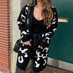 Black Animal Print Cheetah Cardigan